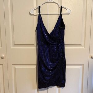 Lulus, size medium purple and black sparkly mini dress